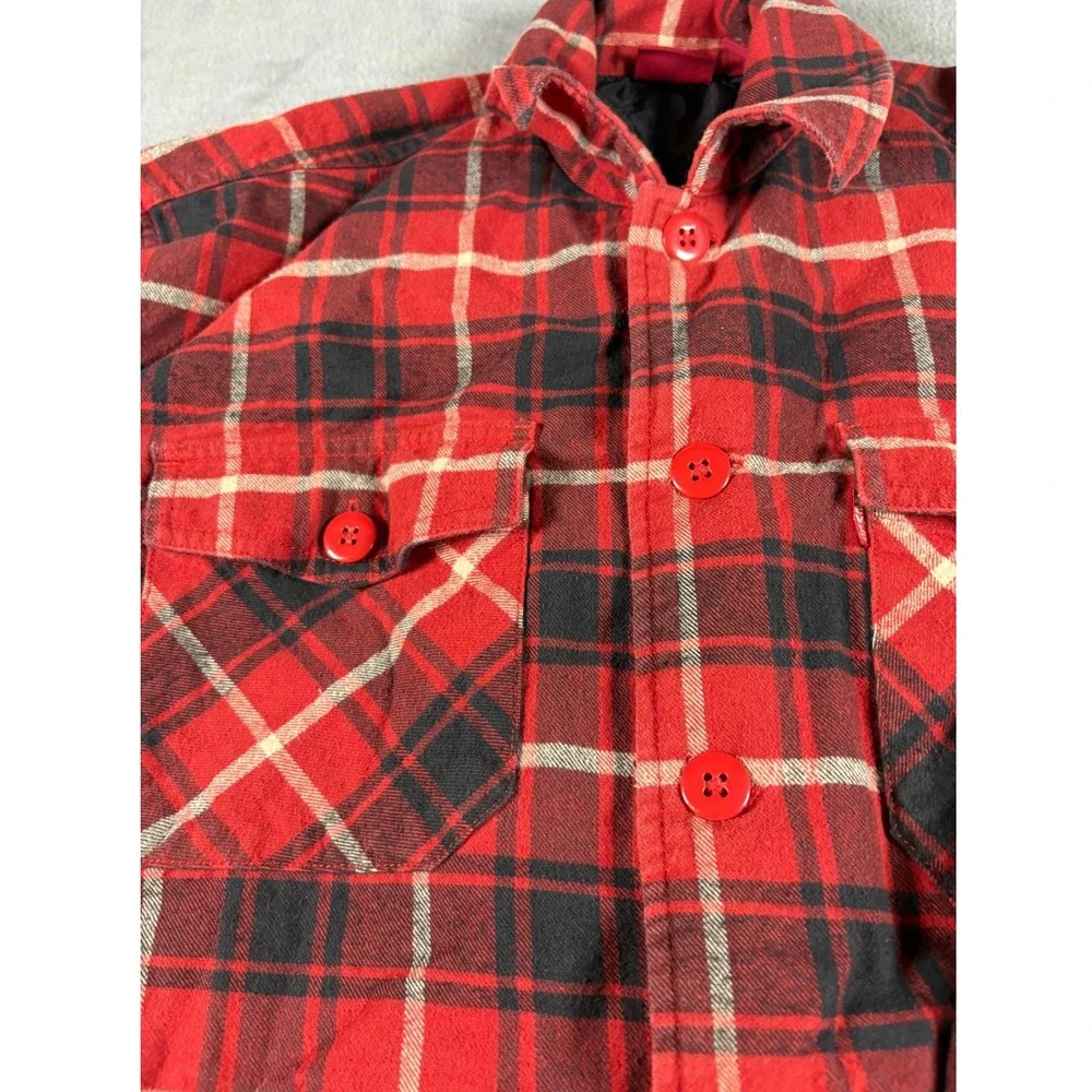 Levis Red Tab Men Medium Quilted Flannel Shirt Jacket Red Black Plaid 61020-7001